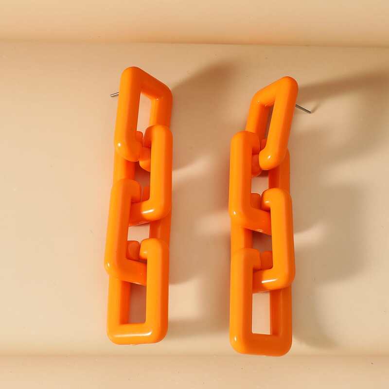 

Acrylic Chain Drop Earrings, Orange