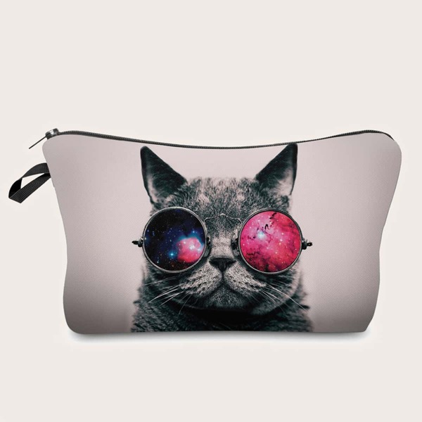 

Cool Cat Print Makeup Bag, Multicolor