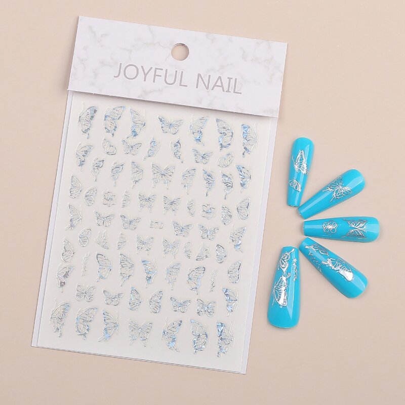 

1sheet Butterfly Nail Art Sticker, Silver