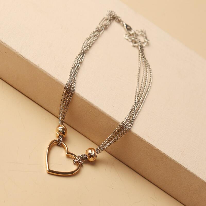 

Heart Linked Chain Choker, Silver
