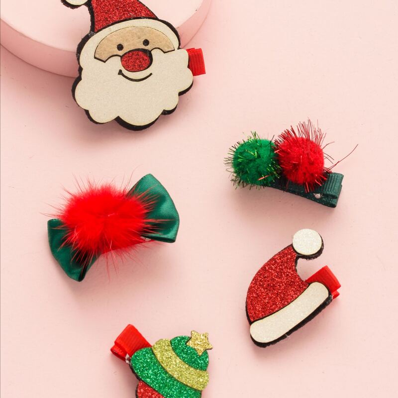 

5pcs Christmas Santa Claus Hair Clip, Multicolor