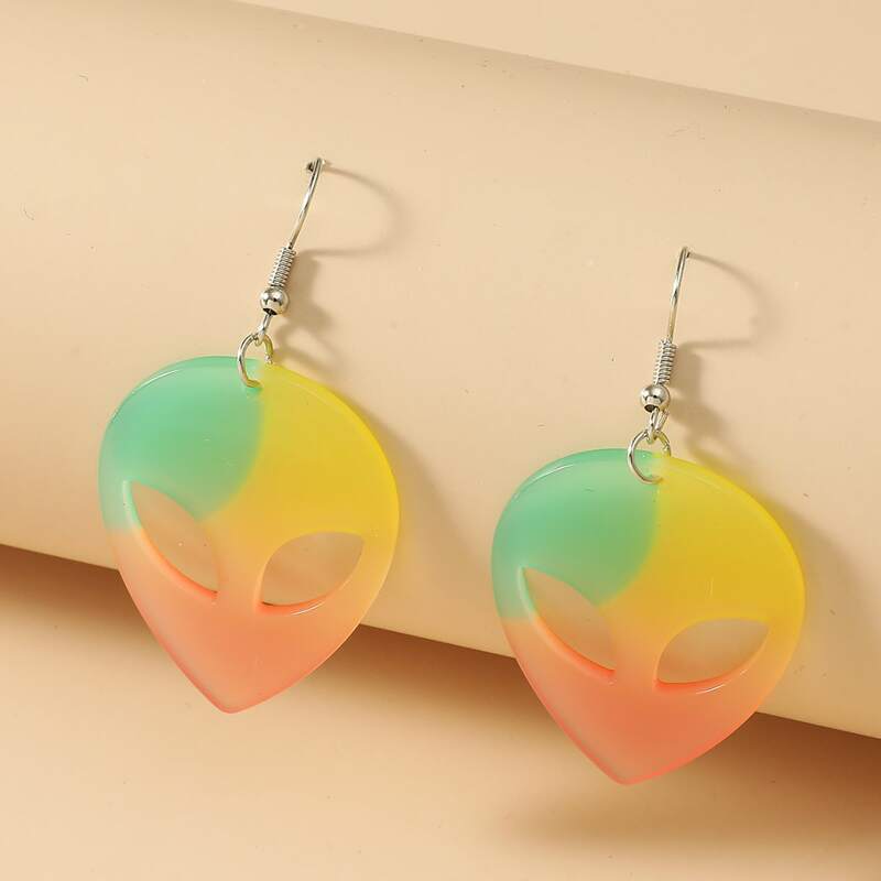 

Colorblock Alien Shaped Drop Earrings, Multicolor