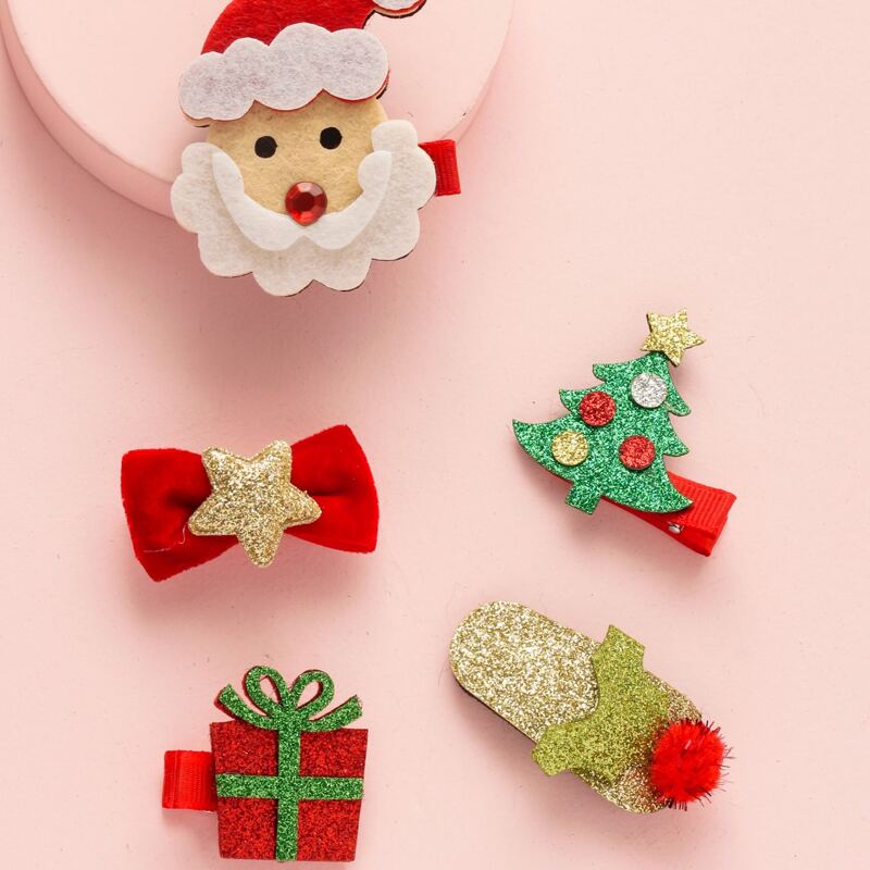 

5pcs Christmas Santa Claus Hair Clip, Multicolor