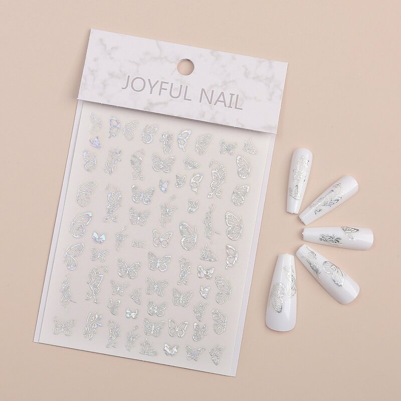 

1sheet Butterfly Nail Art Sticker, Silver