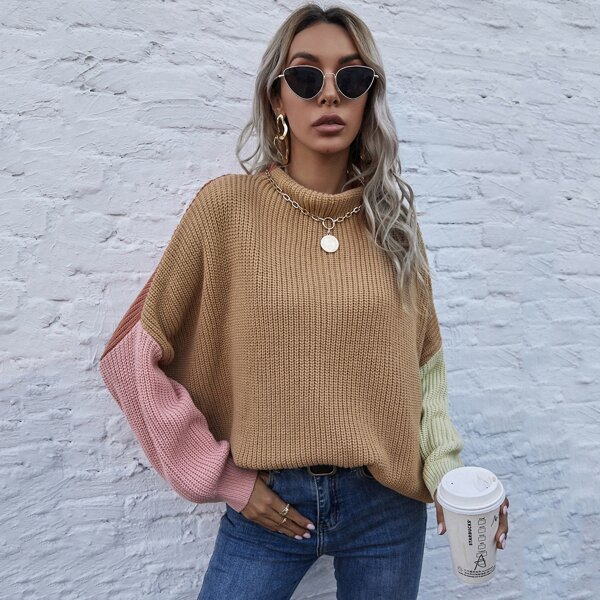 

Drop Shoulder Colorblock Sweater, Multicolor