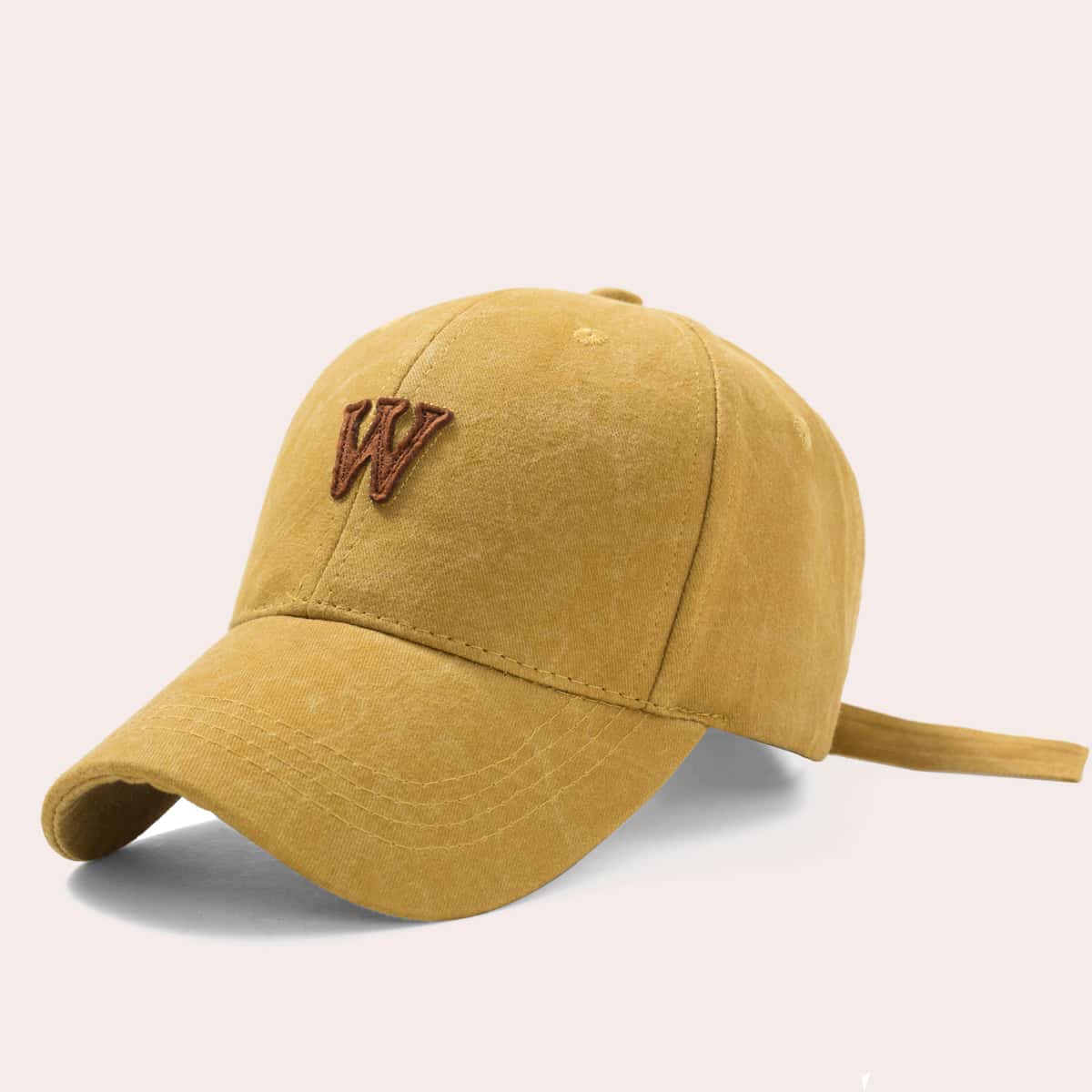

Letter Patched Baseball Cap, Mustard yellow