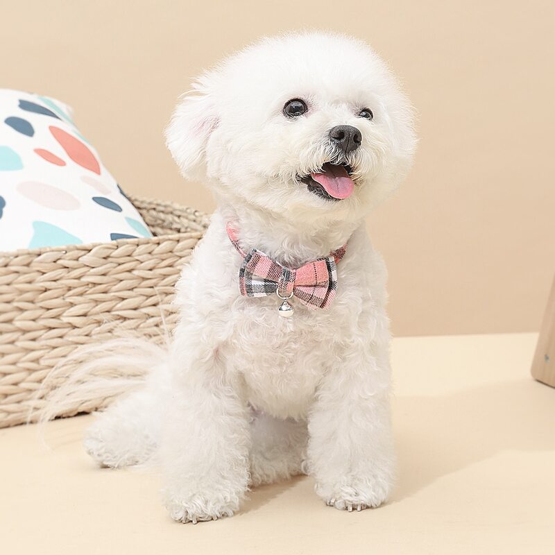 

Bell Decor Plaid Dog Bow Tie, Pink