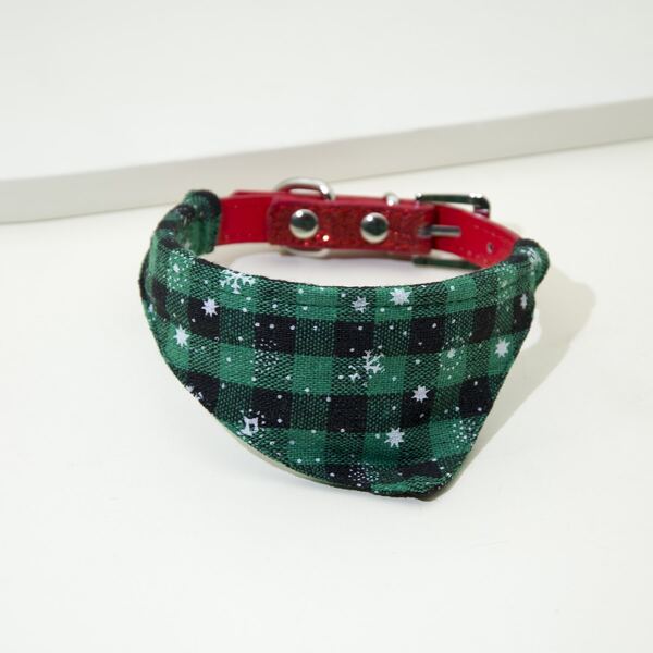 

Christmas Plaid Bandana Decor Dog Collar, Green