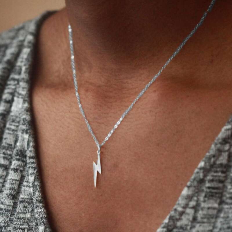 

Lightning Charm Necklace, Silver