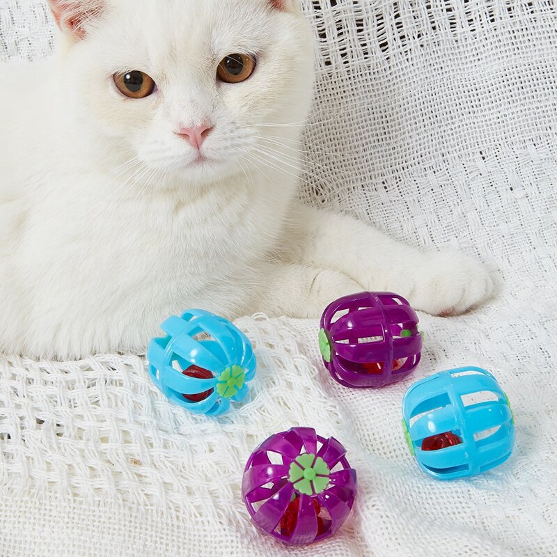 

4pcs Pumpkin Shaped Hollow Out Cat Bell Toy, Multicolor