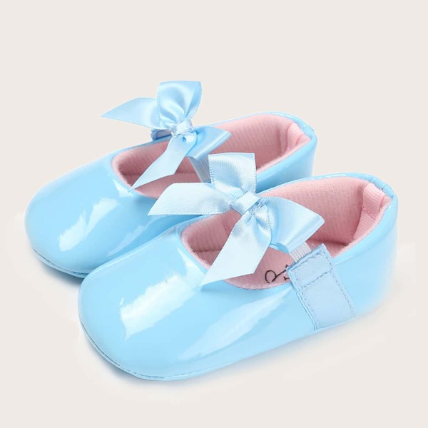 

Baby Girl Bow Decor Mary Jane Flats, Baby blue