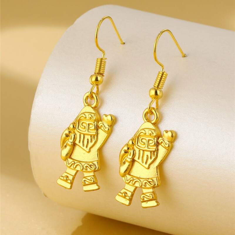 

Santa Claus Design Drop Earrings, Gold