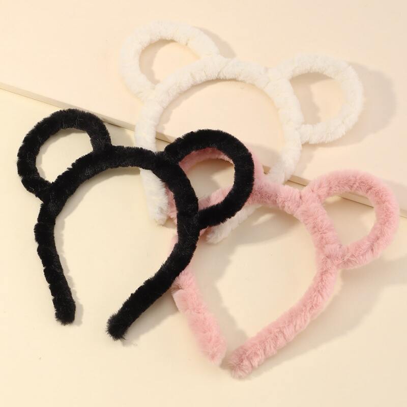 

3pcs Fluffy Bear Ear Headband, Multicolor