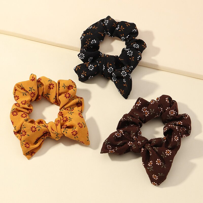 

3pcs Floral Knot Scrunchie, Multicolor