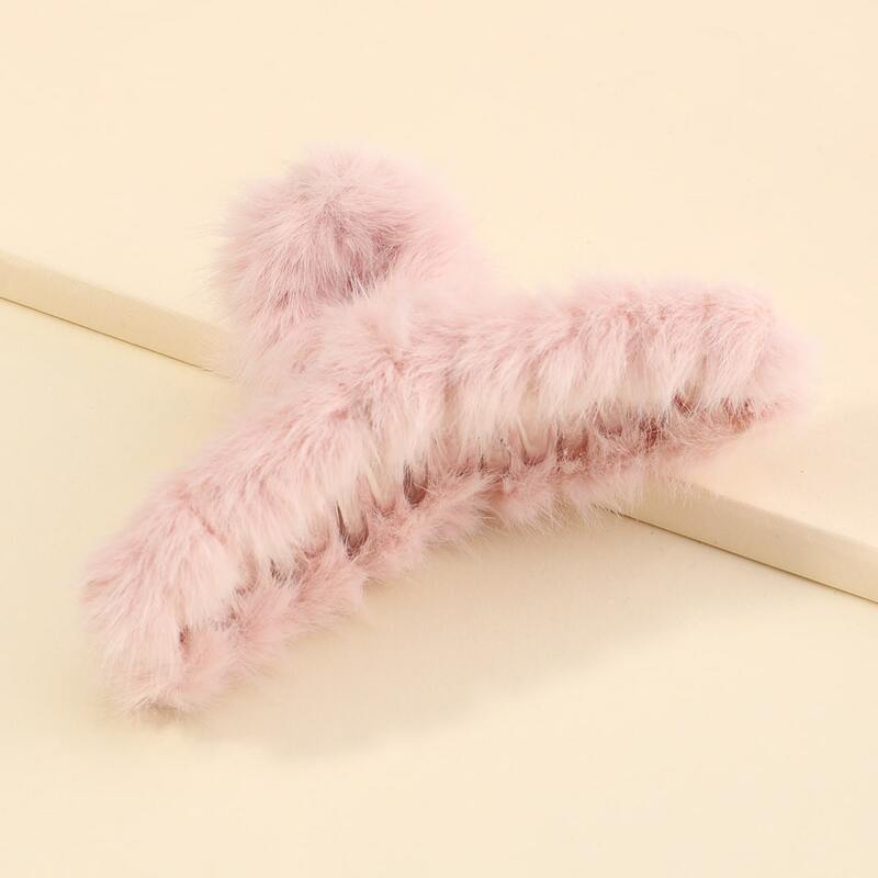 

Solid Fluffy Hair Claw, Pastel baby pink