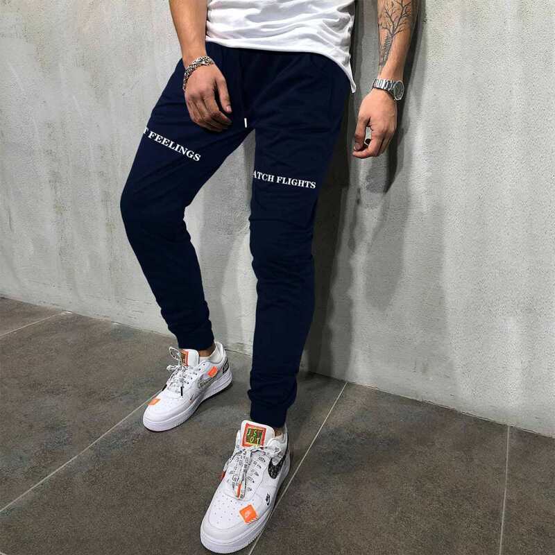 

Guys Letter Graphic Drawstring Sweatpants, Navy blue