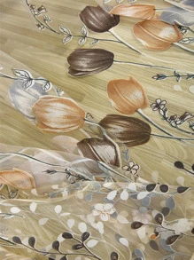 1pc Countryside Style Colored Bottom Tulip Design Printed Window Screen (random Pattern) - Beige - View 3