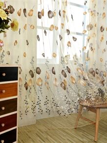 1pc Countryside Style Colored Bottom Tulip Design Printed Window Screen (random Pattern) - Beige - View 7