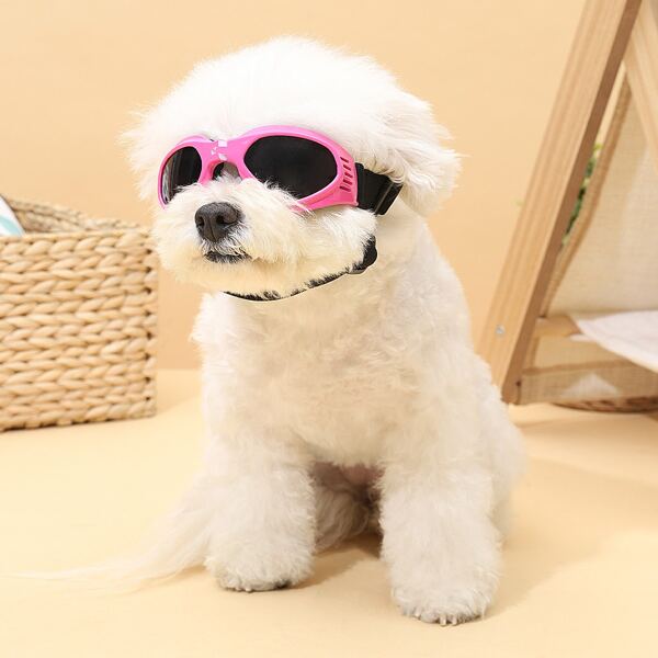 

1pair Colorblock Dog Windproof Glasses, Pink