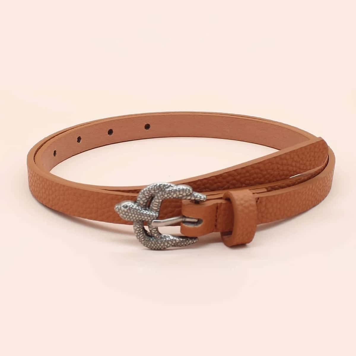 

Snake Buckle Belt, Brown