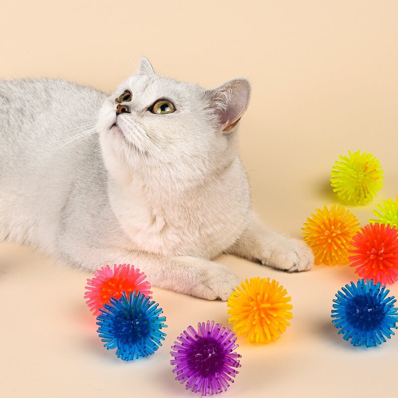 

2pcs Random Color Solid Cat Toy Ball, Multicolor