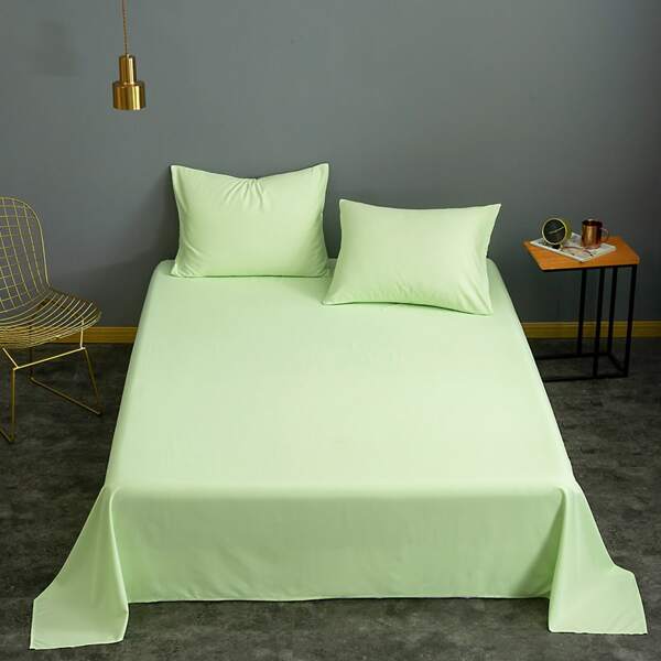 

1pc Solid Color Flat Sheet Without Pillow, Green