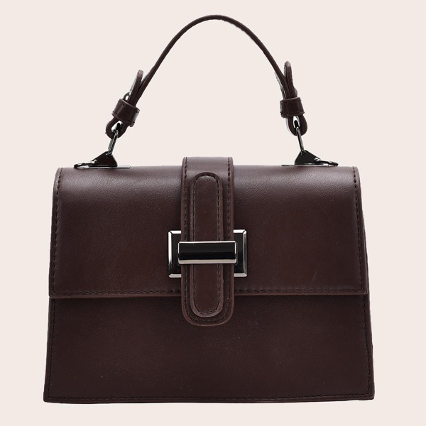 

Minimalist Flap Satchel Bag, Coffee brown