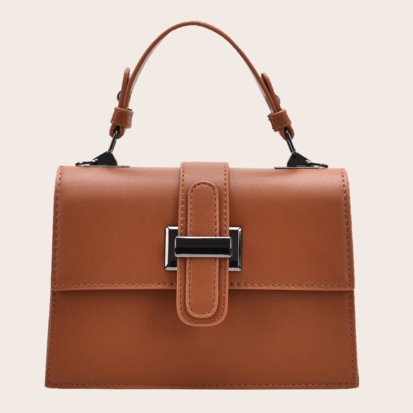 

Minimalist Flap Satchel Bag, Brown