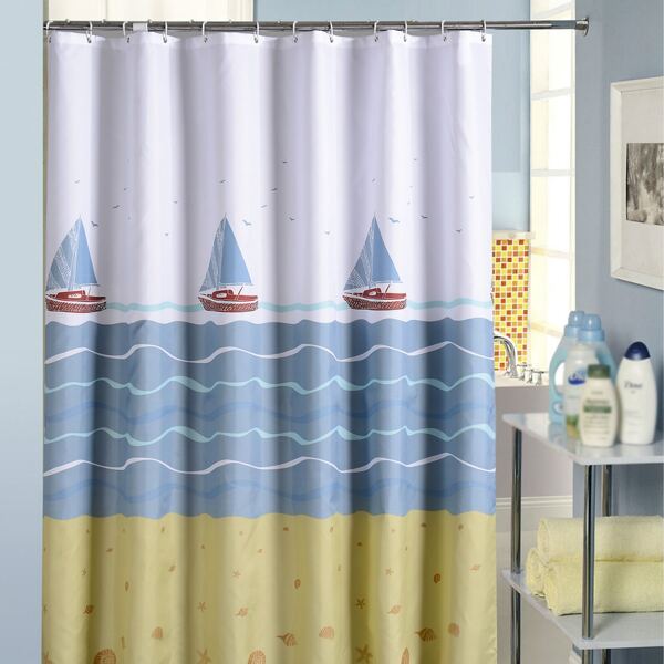 

Kids Cartoon Graphic Shower Curtain With 12hooks, Multicolor