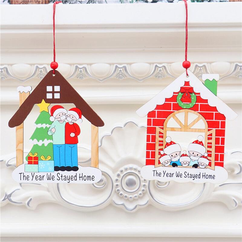 

1pc Random House Shaped Christmas Tree Pendant, Multicolor