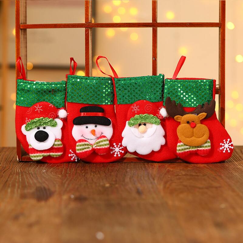 

1pc Christmas Sock Design Gift Bag, Multicolor