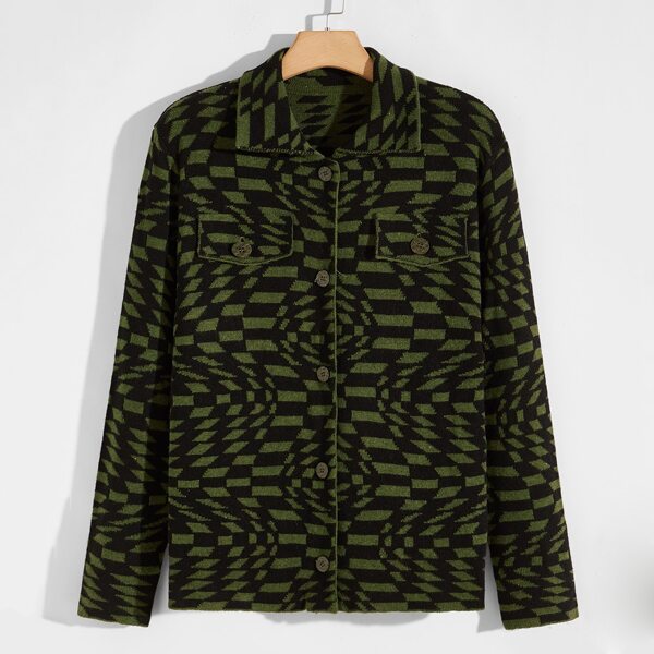

Men Allover Geo Pattern Cardigan, Multicolor