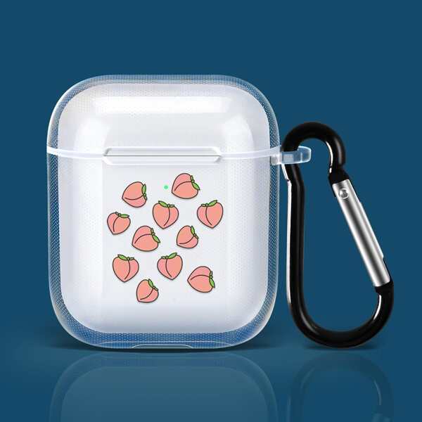 

Прозрачный чехол для AirPods с принтом персика