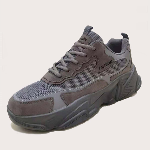 

Men Letter Graphic Lace-up Front Chunky Sneakers, Grey