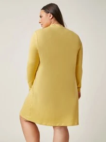 SHEIN BASICS Vestidos Tallas Grandes Liso Básico - Amarillo - Ver 2
