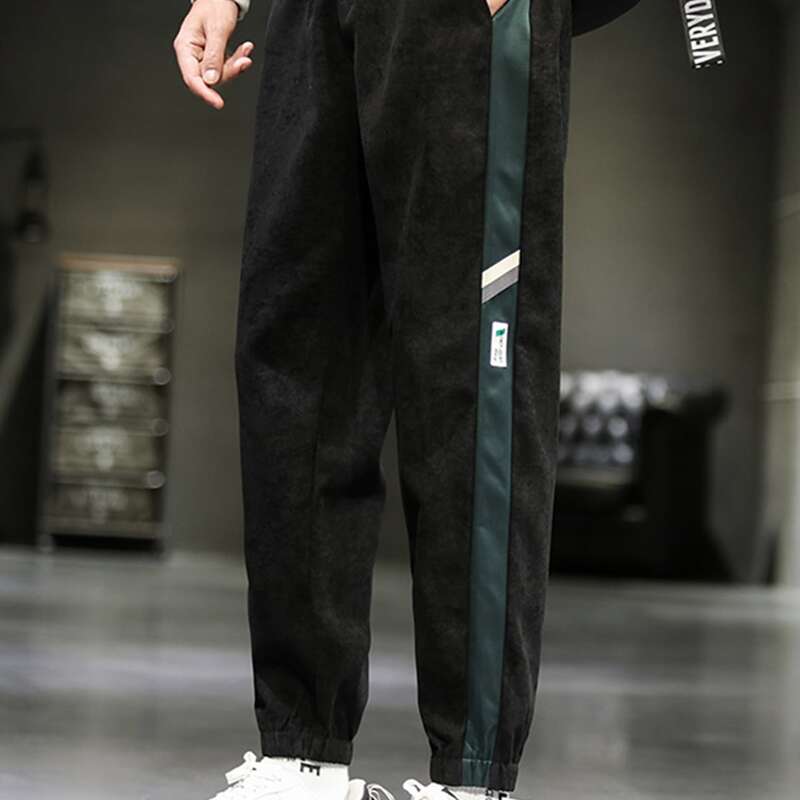 

Guys Striped-Trim Drawstring Joggers, Black