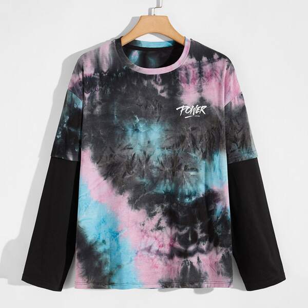 

Men Tie Dye Letter Graphic Tee, Multicolor