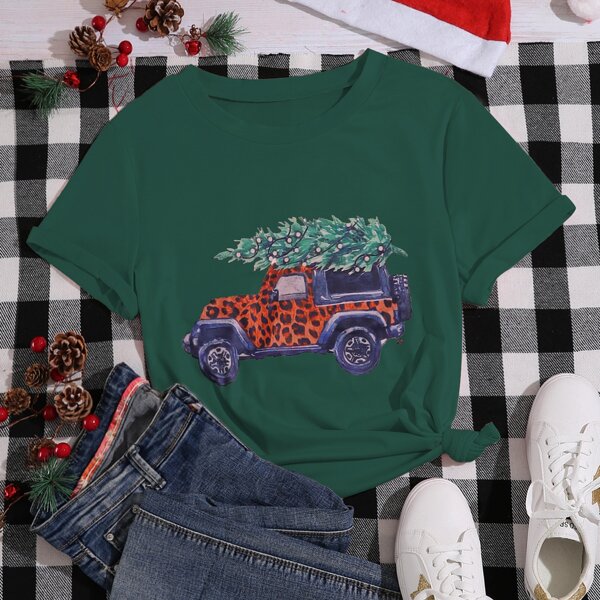 

Christmas Print Tee, Green