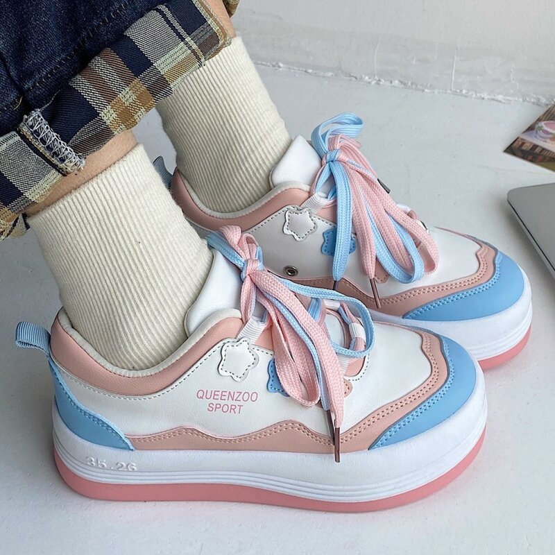 

Colorblock Lace-up Front Skate Sneakers, Multicolor