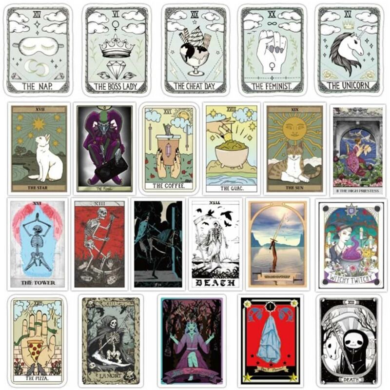 

50pcs Mixed Pattern Tarot Card Sticker, Multicolor