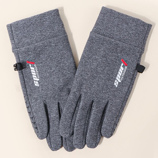 

Men Letter Graphic Gloves, Grey
