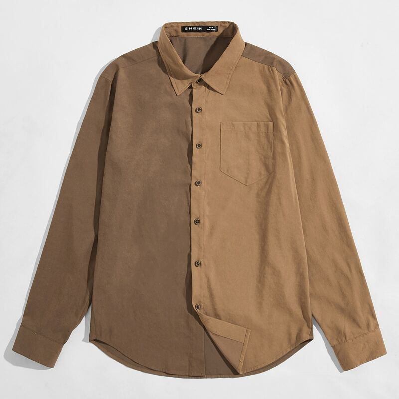 

Guys Pocket Front Colorblock Shirt, Brown