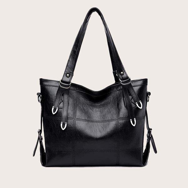 

Stitch Detail Large Capacity Tote Bag, Black
