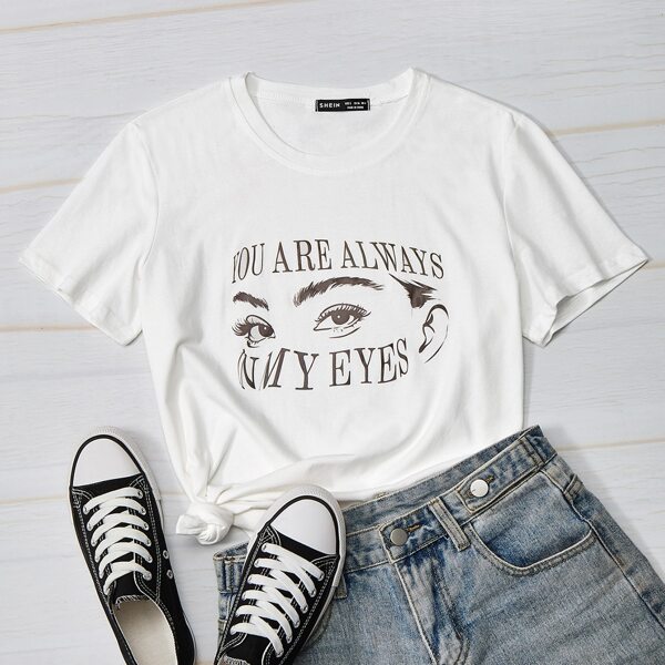 

Slogan & Figure Graphic Tee, White