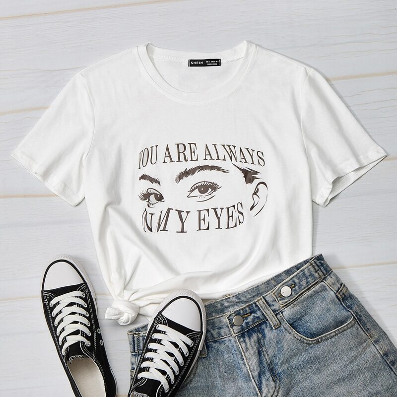 

Slogan & Figure Graphic Tee, White