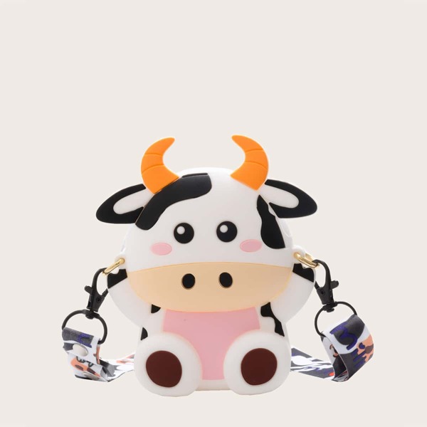 

Girls Cow Shaped Color Block Crossbody Bag, Multicolor