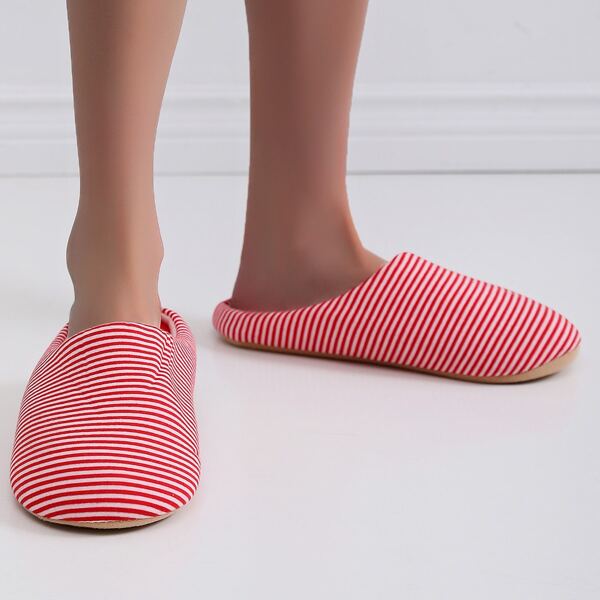 

Striped Bedroom Slippers, Red