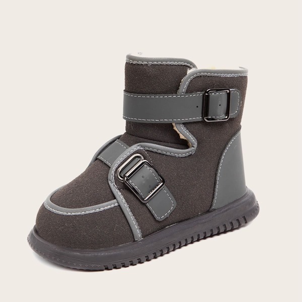 

Boys Buckle Decor Snow Boots, Grey