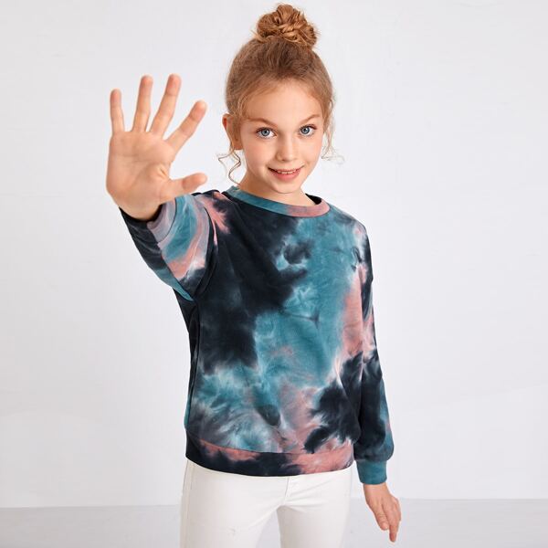 

Girls Drop Shoulder Tie Dye Sweatshirt, Multicolor