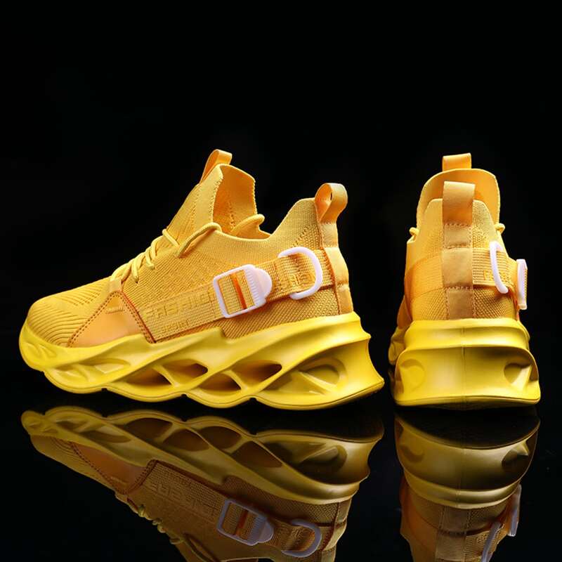 

Guys Buckle Decor Lace-up Sneakers, Yellow